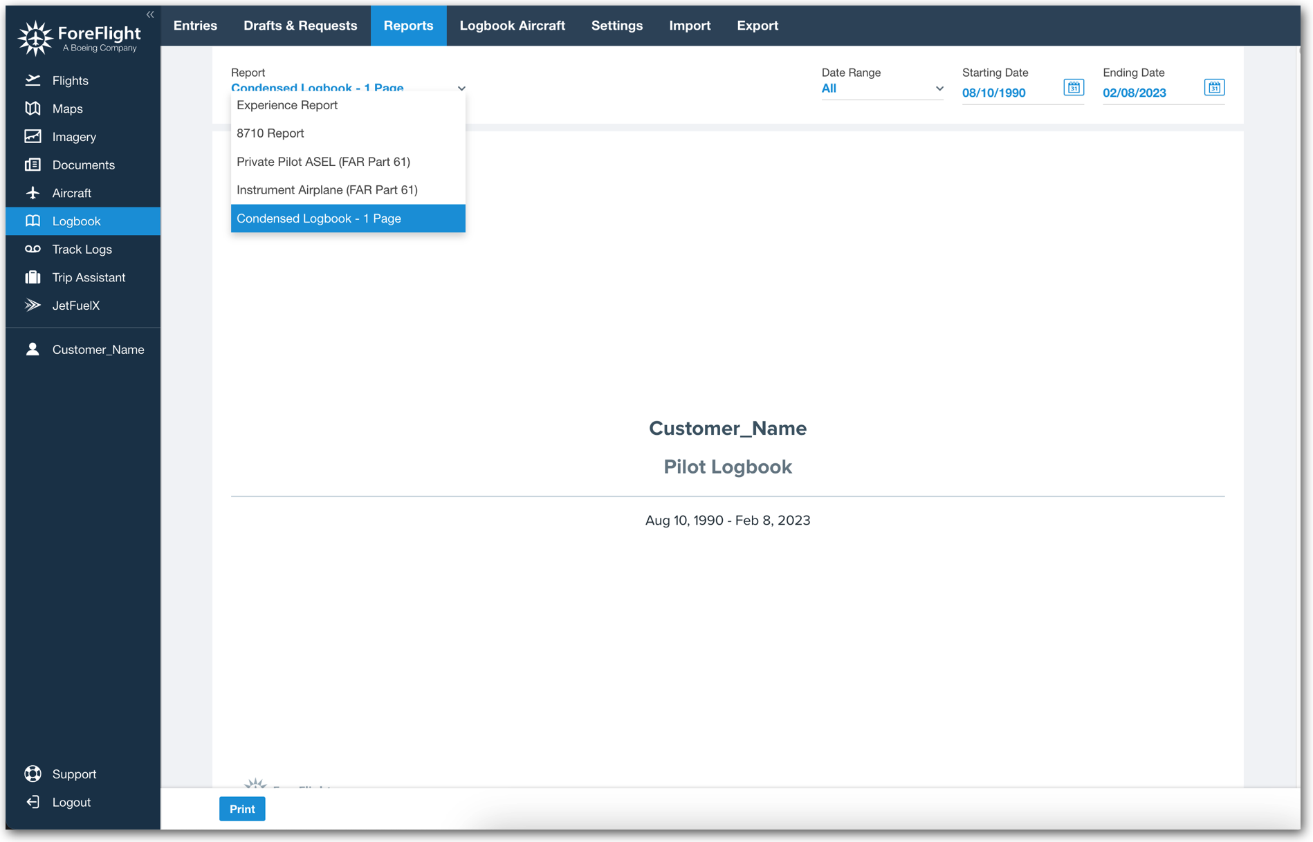 How can I print my logbook endorsements? ForeFlight Support