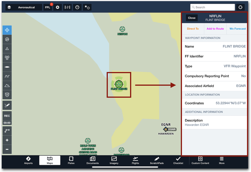 How do I enter VFR waypoints or visual reporting points to my route? ForeFlight Support