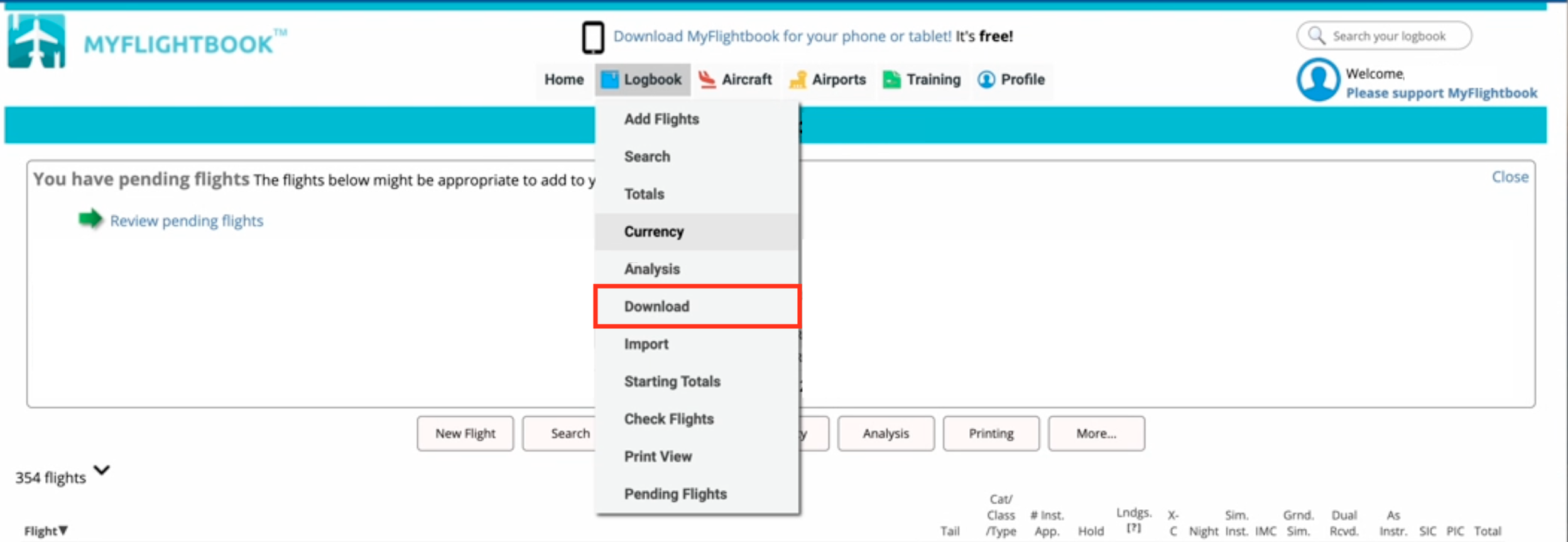 MyFlightBook Download Logbook.png