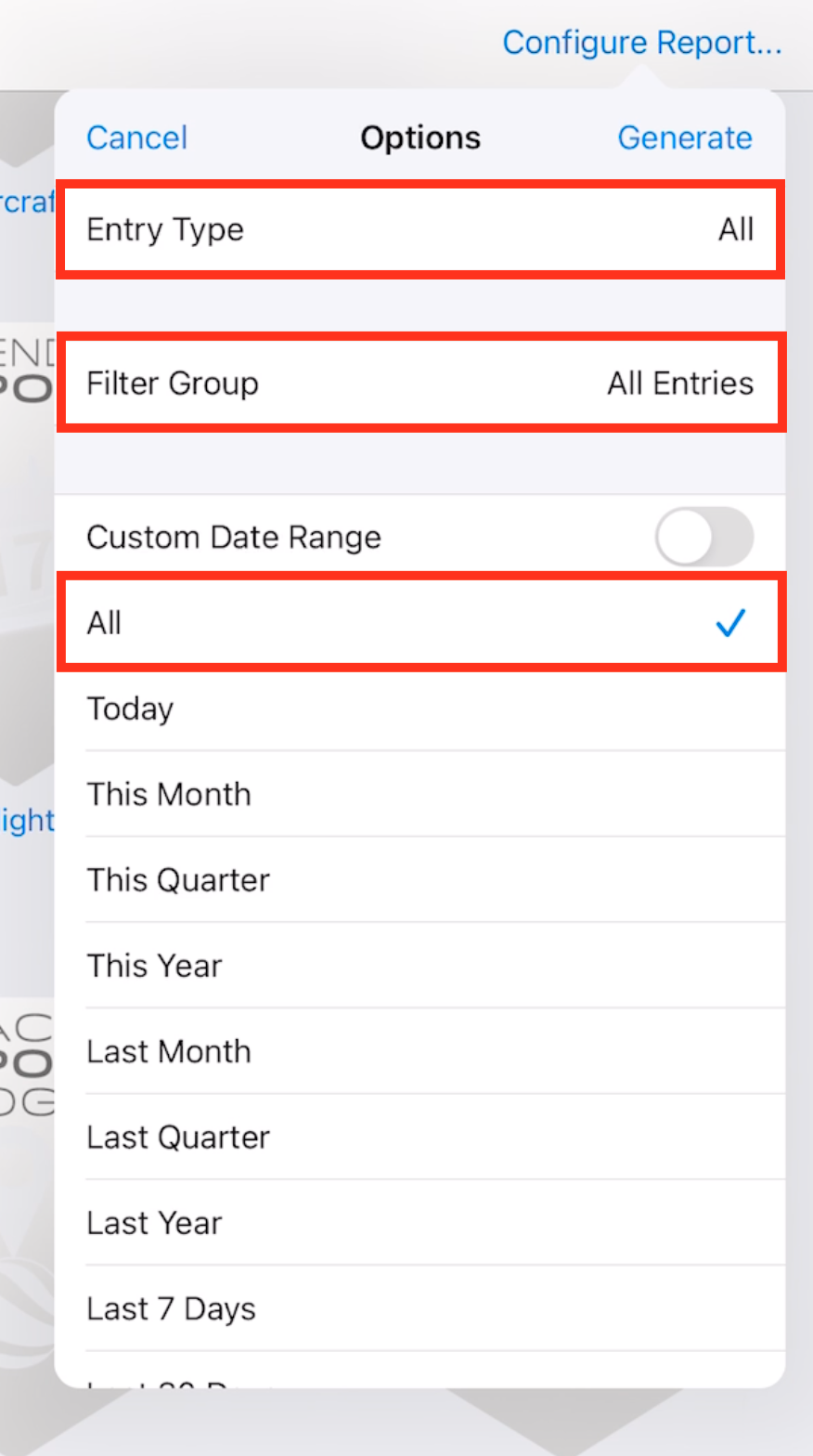 LogTen Configuration Menu.png