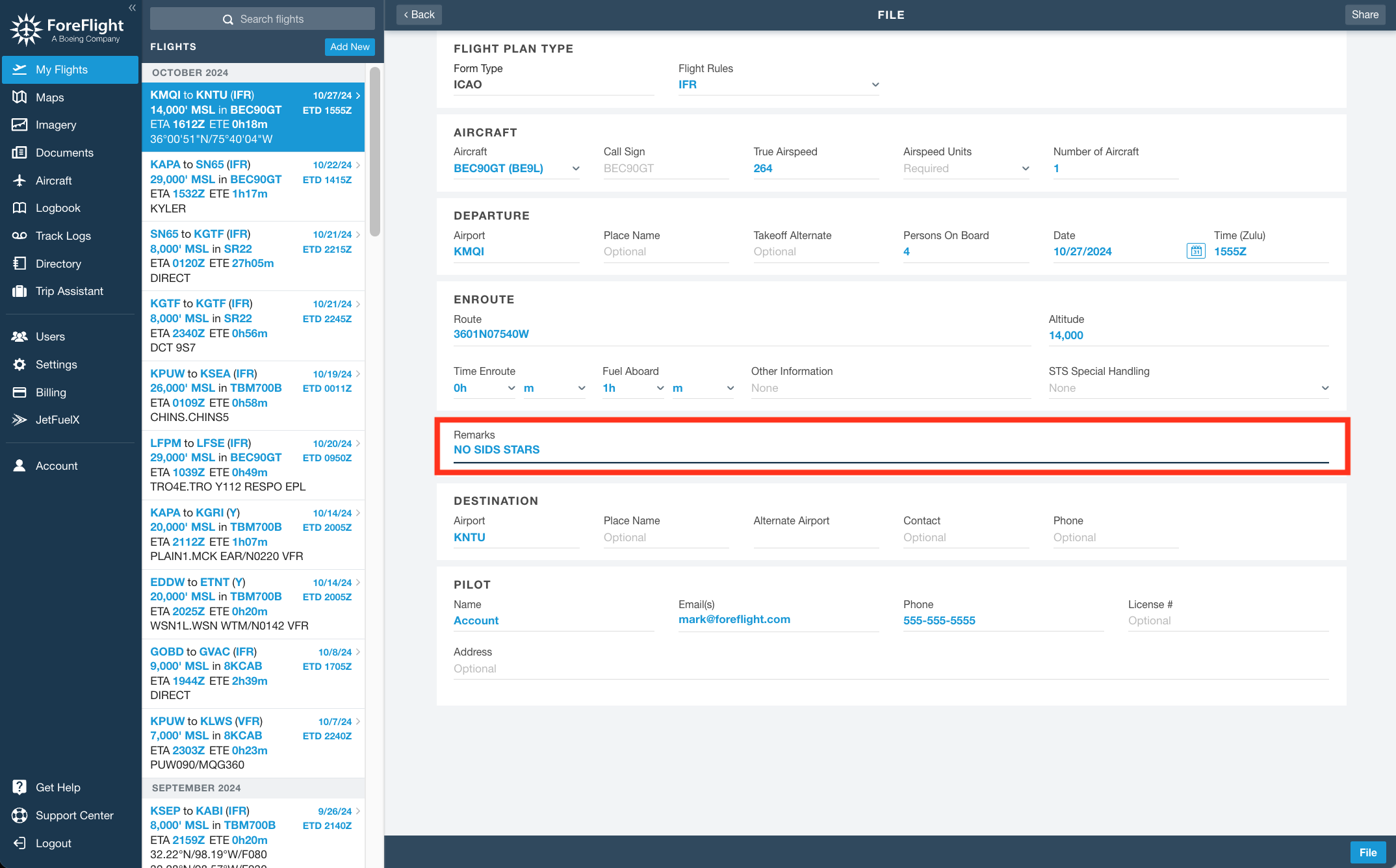 How can a Remark be added to a flight plan in ForeFlight? – ForeFlight ...