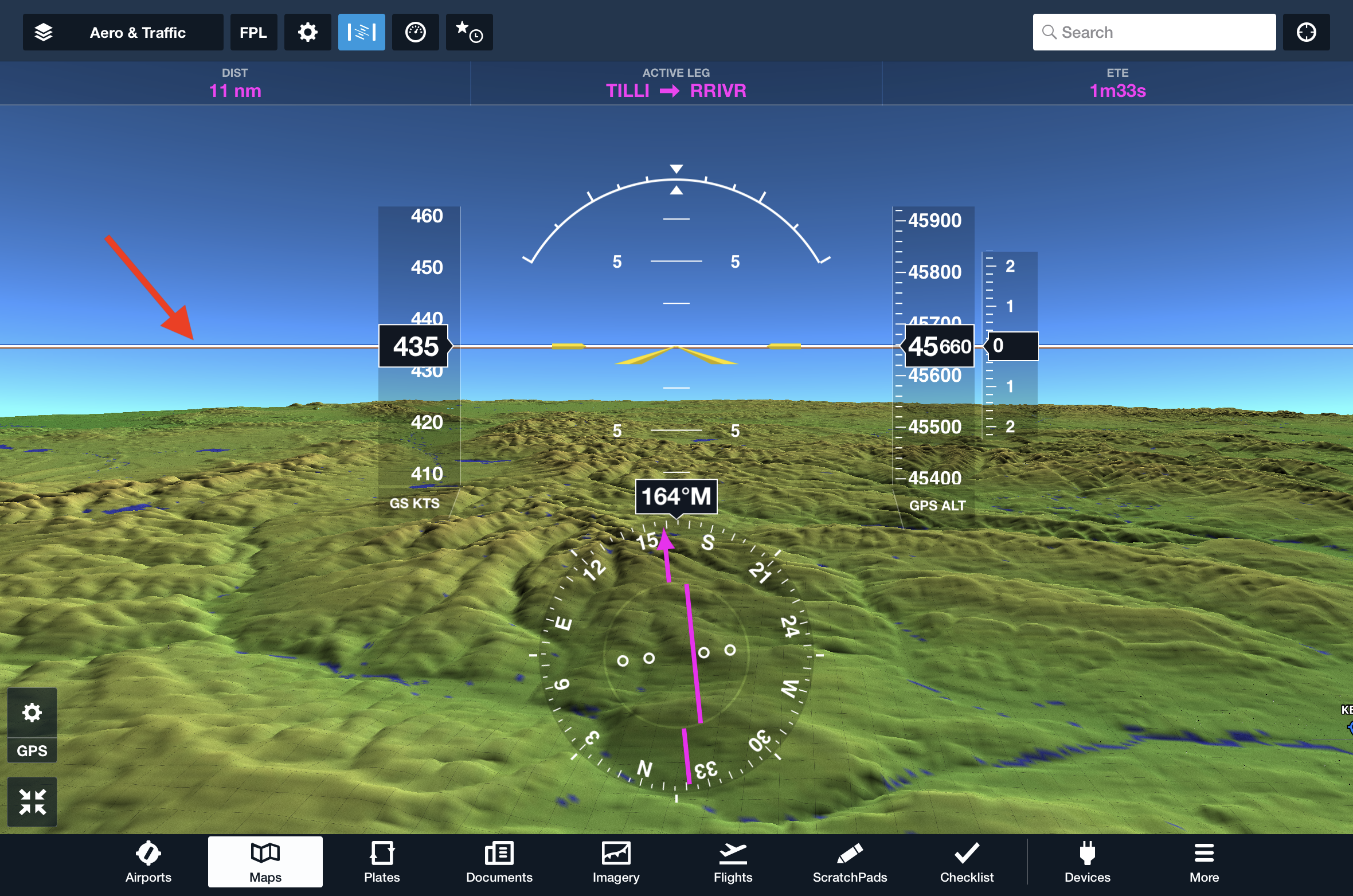 White line is above the terrain.PNG