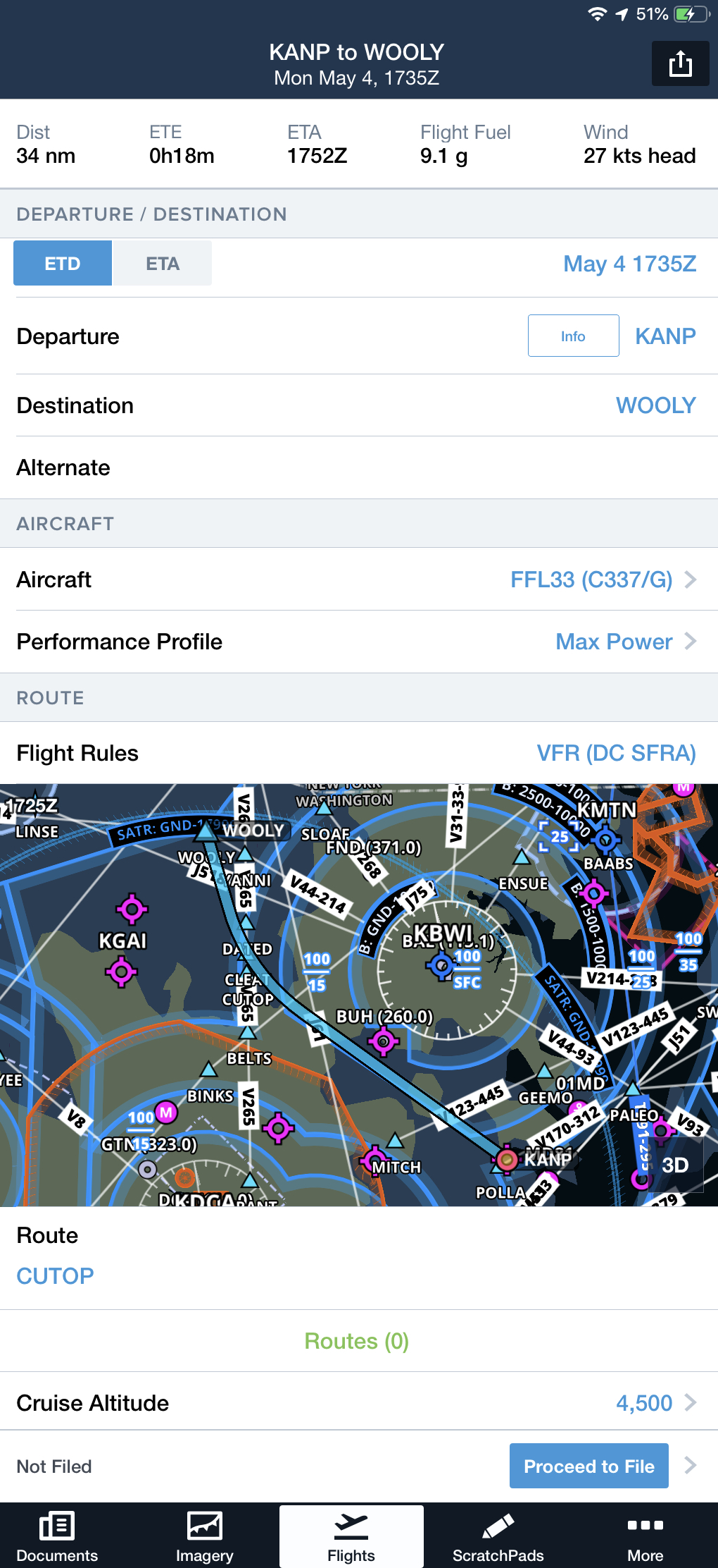 How do I file an SFRA VFR flight plan inside the DC SFRA? ForeFlight